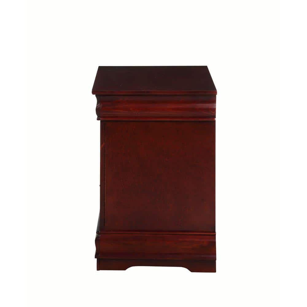 Elegant Cherry Wood Nightstand with Brush Nickel Accents