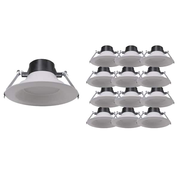 Energetic Lighting E4DL 6 in. Integrated LED Recessed Light With White Trim 1100 Dimmable Commercial Downlight (12-Pack) E4DL6N11E83040-12P - Home