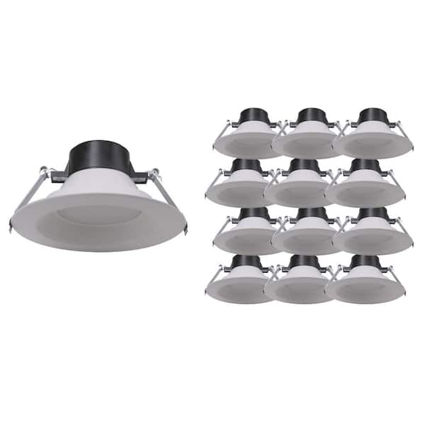 ENERGETIC LIGHTING E4DL 4 in. Selectable CCT Matte White Canless Commercial Integrated LED Recessed Light Trim ENERGY STAR (12-Pack)