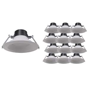 E4DL 4 in. Selectable CCT Matte White Canless Commercial Integrated LED Recessed Light Trim ENERGY STAR (12-Pack)
