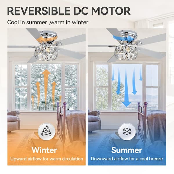 Flashwind Bernard 52 in. Indoor Chrome Chandelier Hugger Ceiling