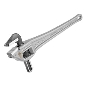 24 in. Aluminum Offset Pipe Wrench with Narrow Hook Jaw Parallel to Handle for Tight Spaces & Overhead Applications
