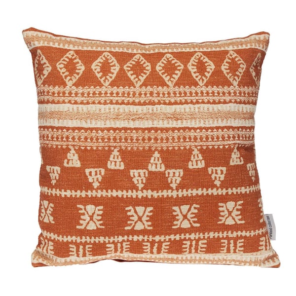 PARKLAND COLLECTION 20 X 20 Transitional Tribal Orange 18 in. x 18 in. Pillow