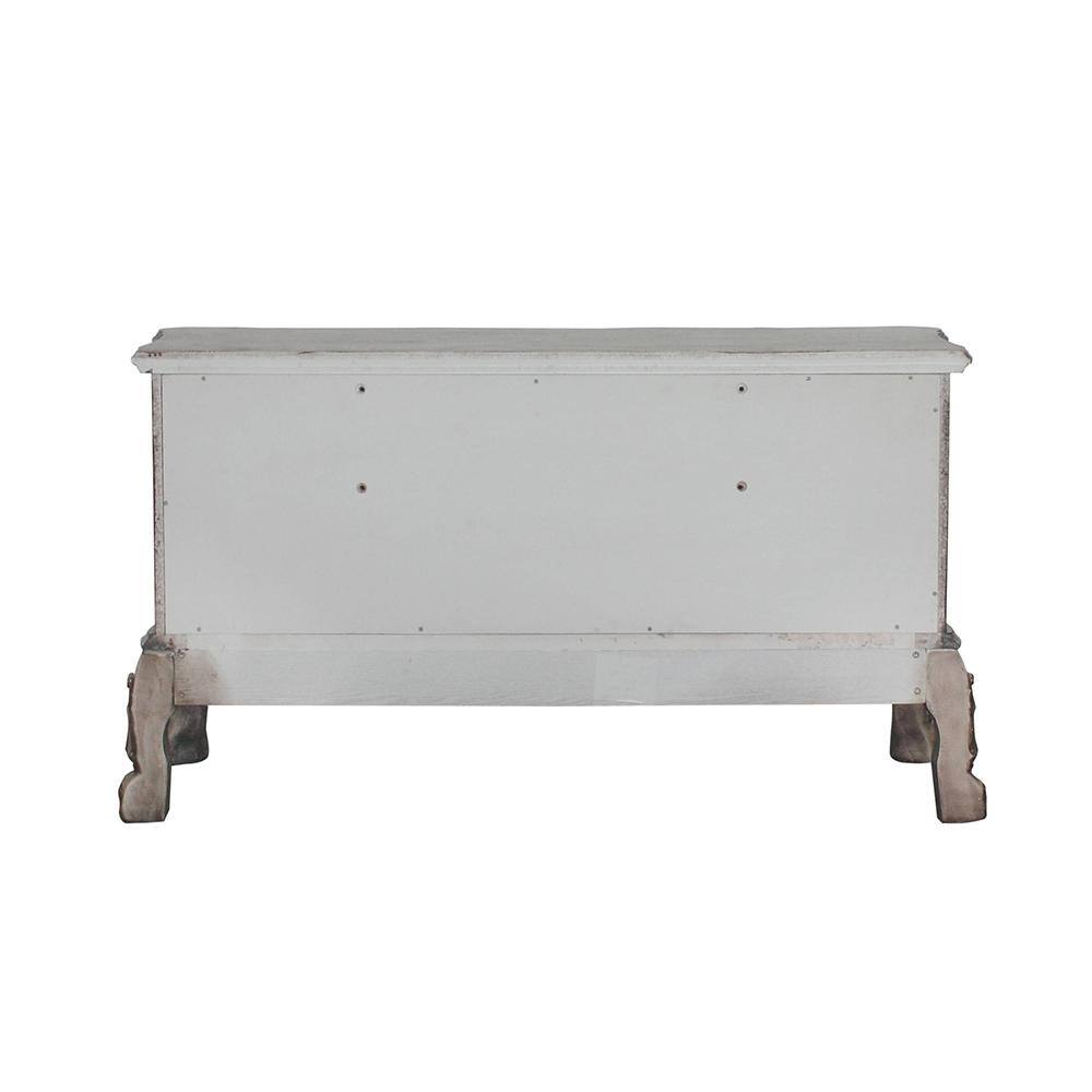 63" Vintage Bone White Ornate Vanity Desk with Claw Legs
