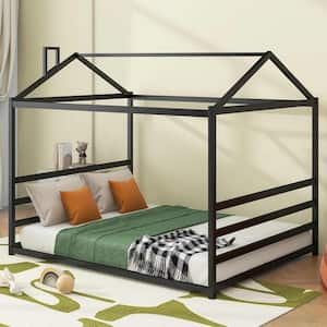 Gray Metal Frame Queen Platform Bed