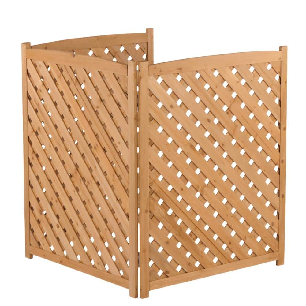 32 in. W x 38 in. H Wood 3-Panel Outdoor Air Conditioner Fence Screen In Light Brown price history on PriceWatchPro