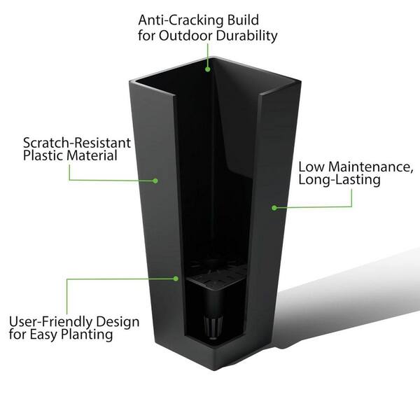 2-Piece Black Plastic Weather-Resistant Tall Planter (10 in. W x
