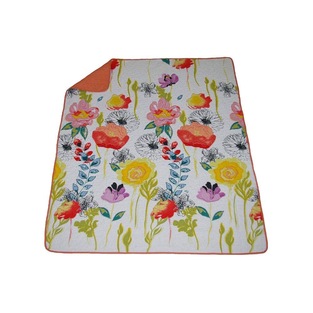 Artfully Chic Watercolor Dream Quilted Cotton Throw - Reversible
