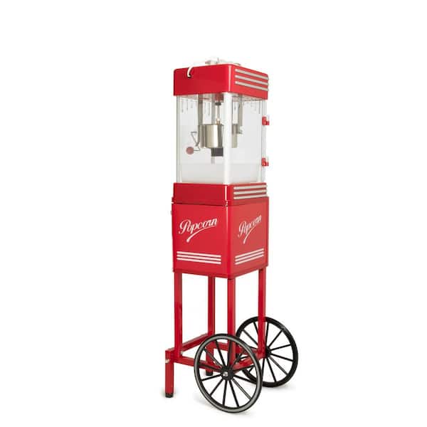 Nostalgia NRKPCRT25RR 47 in. Retro Red Popcorn Machine Cart 2.5 oz. Kettle  NRKPCRT25RR - The Home Depot