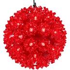 5 in. Indoor/Outdoor Red Colored Lighted Ball Hanging Decor