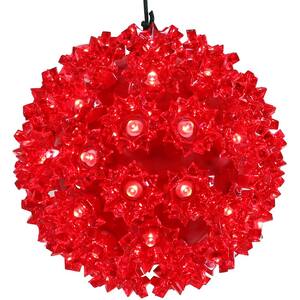 5 in. Indoor/Outdoor Red Colored Lighted Ball Hanging Decor