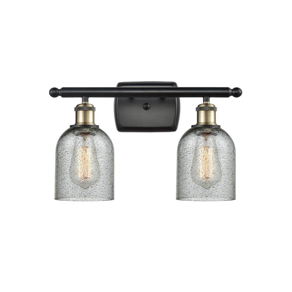 Caledonia 16 in. 2-Light Black Antique Brass Vanity Light with Glass Shade price history on PriceWatchPro