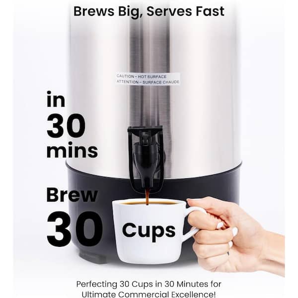 SYBO Commercial Grade Stainless Steel Percolate 30-Cups Coffee Maker Hot Water Urn 3.5 L
