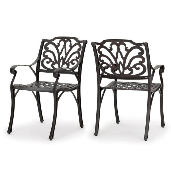 Noble House Alfresco Bronze Aluminum Outdoor Dining Chairs Set Of 2 10956 The Home Depot Noble House Alfresco Bronze Aluminum, Alfresco Home Outdoor Furniture