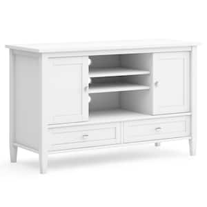 Warm Shaker Solid Wood 47 in. Wide Transitional TV Media Stand in White for TVs up to 50 in.