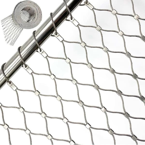 ATENGNES 3.3 ft. x 16 ft. Stainless Steel Wire Rope Netting Flexible Cable Mesh for Garden Farm Animal Fence Protection Boundary