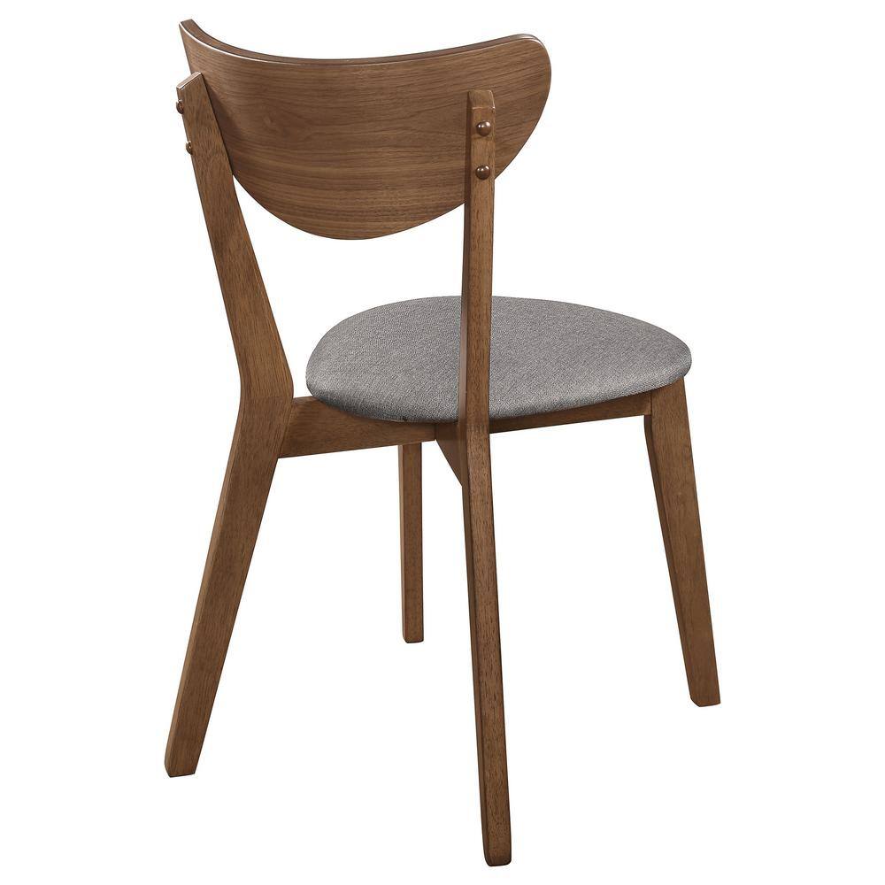 Gray and Natural Walnut Upholstered Low Side Chair