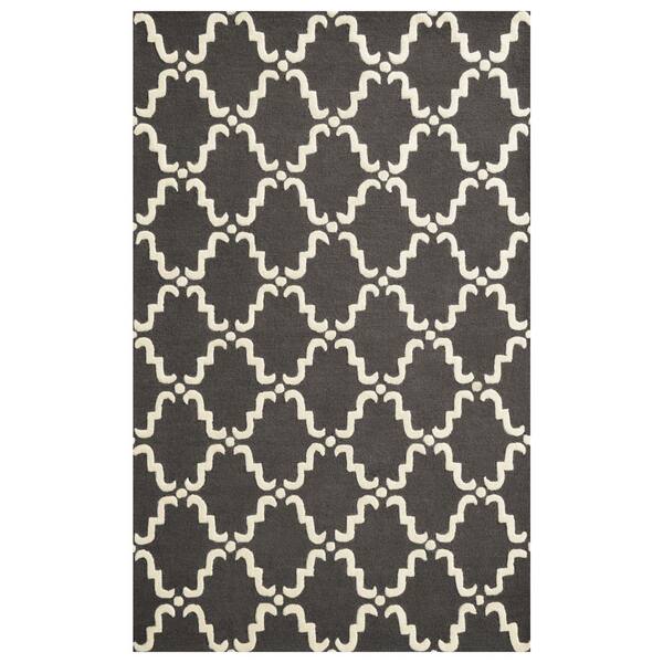 SUPERIOR Moroccan Grey/White 5 ft. x 8 ft. Lattice Hand Woven Wool Indoor Area Rug