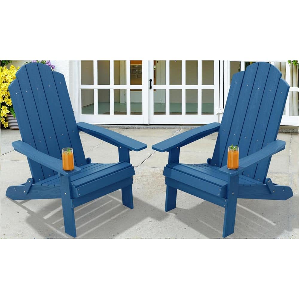 Mximu Navy Plastic Outdoor Weather-Resistant Folding Adirondack