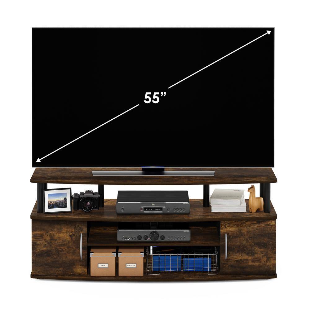Amber Pine and Black Large Entertainment Center with Storage