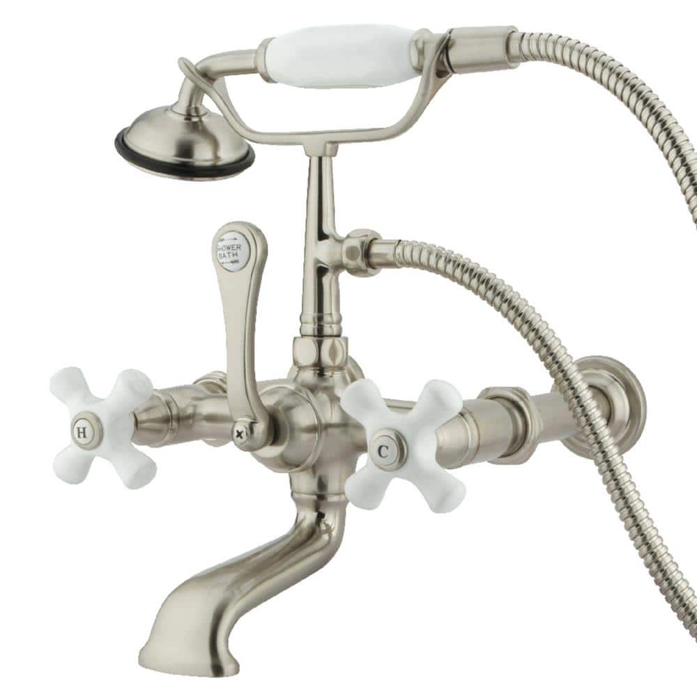 Vintage 7 in. Center 3-Handle Claw Foot Tub Faucet with Handshower in Brushed Nickel price history on PriceWatchPro