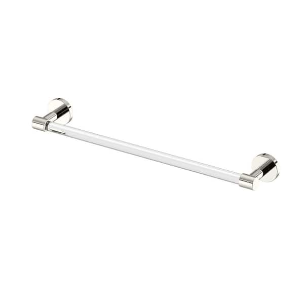 Clarion 18 in. Wall Mounted Towel Bar in Crystal-Clear Acrylic Polished Nickel