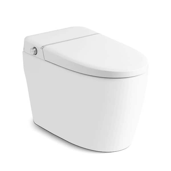 Elongated Smart Toilet Bidet in White with Remote, Blackout Flush, Off-Seat Auto Flush, Heated Seat and Warm Air Dryer