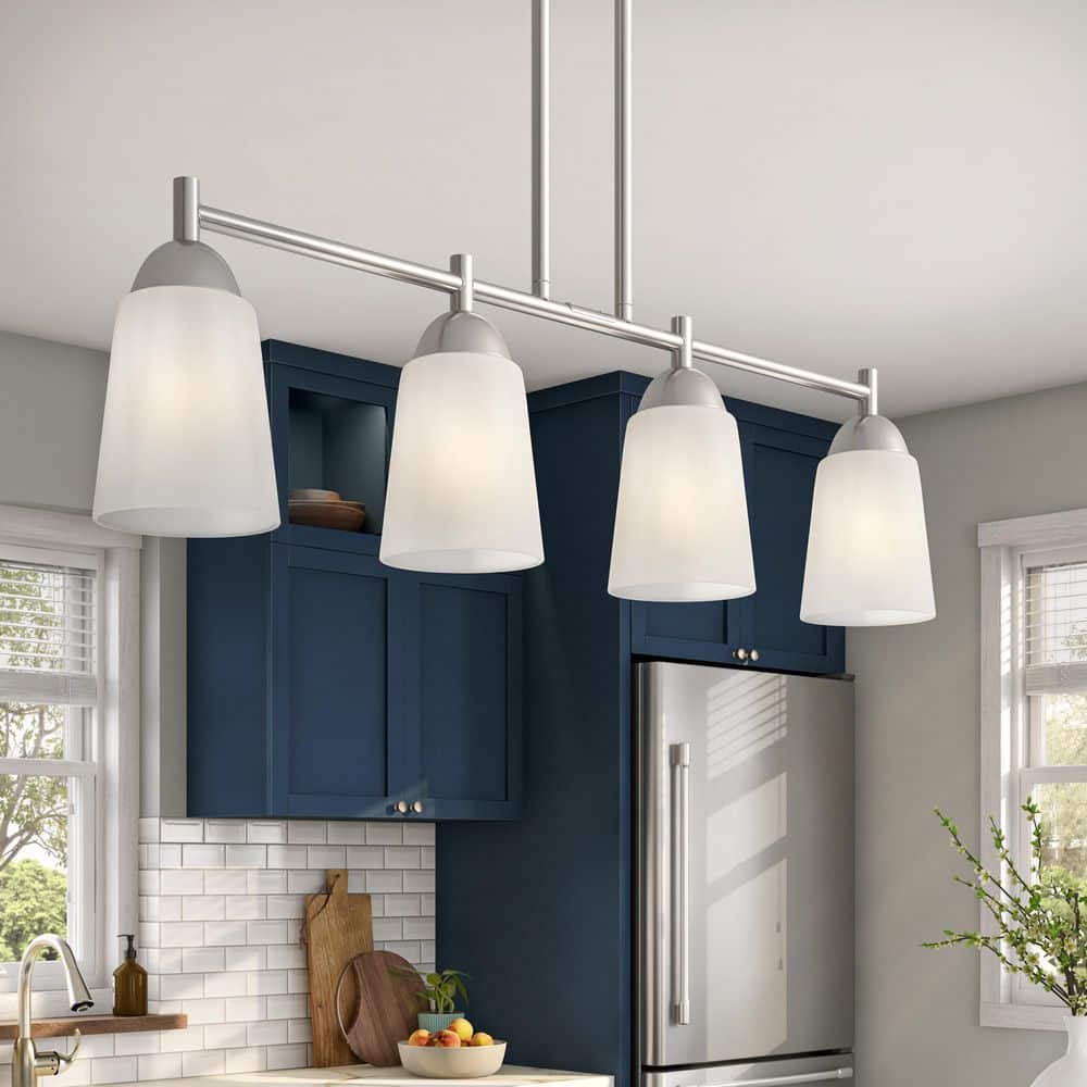 Malone Transitional Brushed Nickel 4-Light Island Pendant