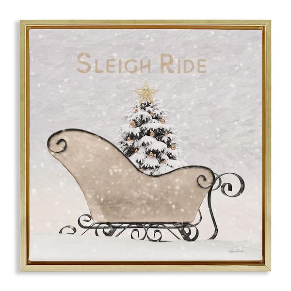 Stupell Industries Sleigh Ride Winter Scene by Lori Deiter 1-Piece Floater Frame Graphic Print Typography Poster Art Print 18 in. x 18 in.