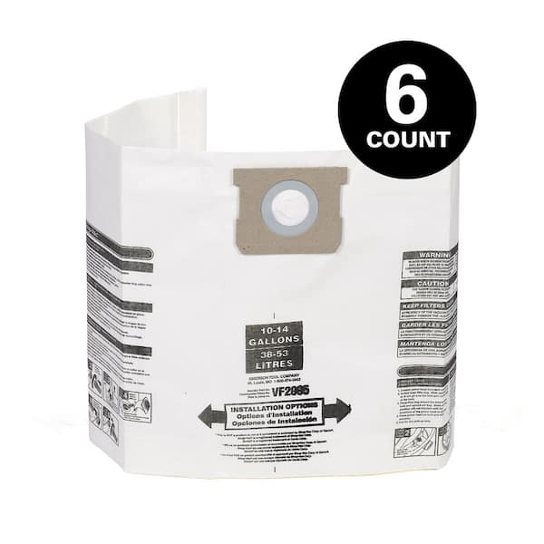 General Debris VF2005A Wet Dry Vac Dry Pick-up Only Dust Collection Bags for 10-14 Gal Shop-Vac Brand Shop Vacuums (6pk)