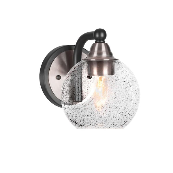 Unbranded Madison 5.75 in. 1-Light Matte Black and Brushed Nickel Wall Sconce with Standard Shade