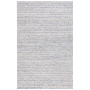 Ebony Blue/Gray Doormat 3 ft. x 5 ft. Striped Area Rug