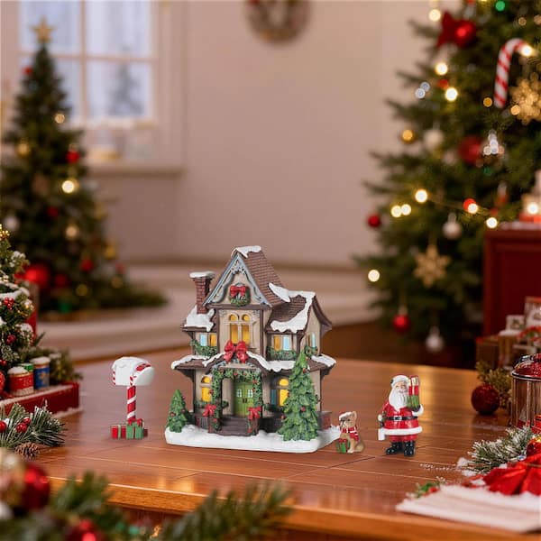Glitzhome 7.5 in. H Christmas Lighted Resin Miniature House with