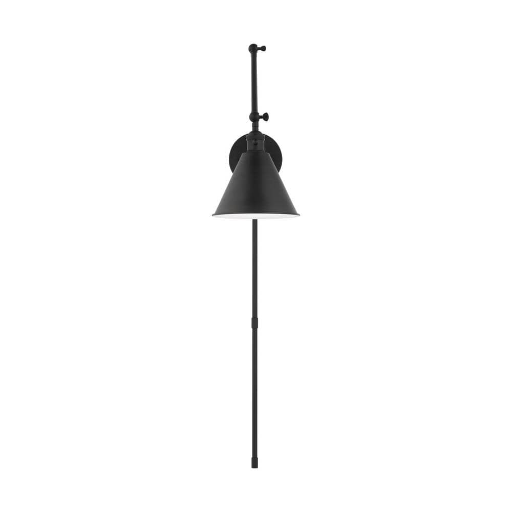 Midnight Black Outdoor Plug-In Swing Arm Sconce