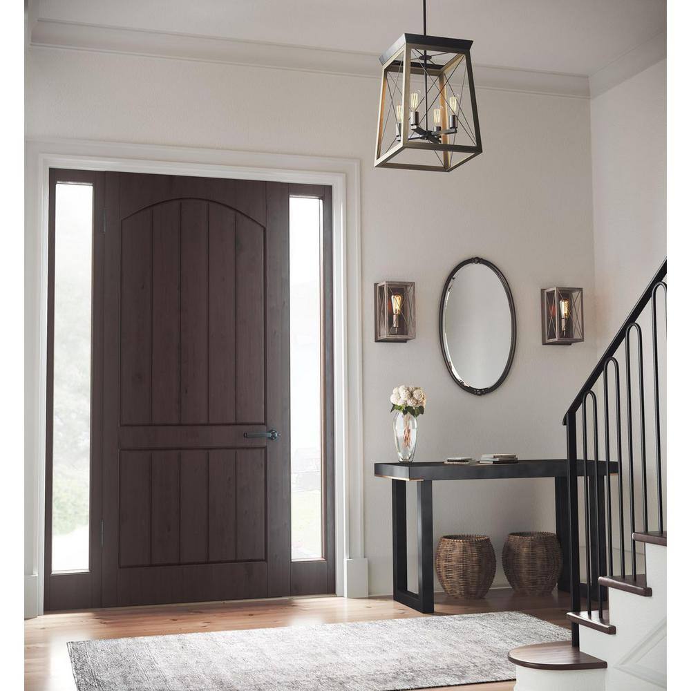 Antique Bronze and Oak Farmhouse Wall Sconce