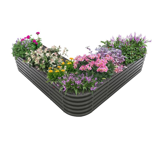 JUJABU 81 in. Heart-Shaped Gray Metal Planter Box Raised Garden Bed for Planting Vegetables Flowers