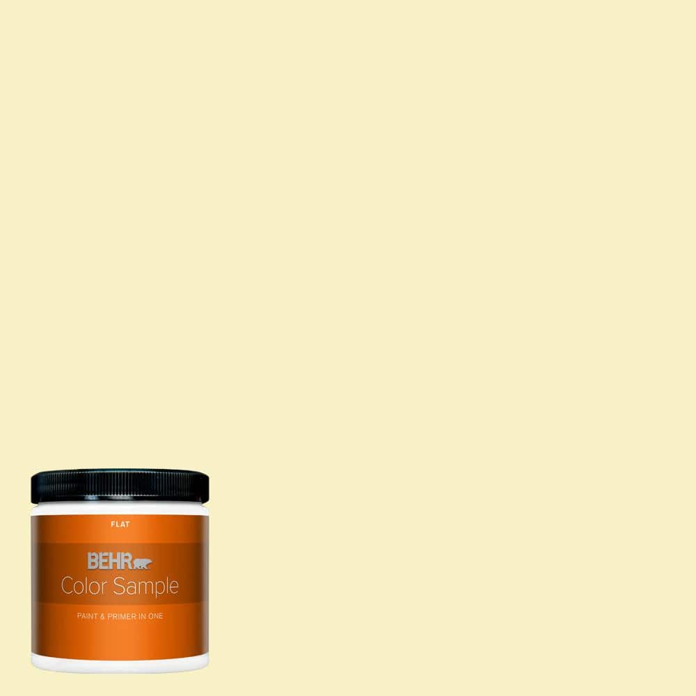 BEHR PREMIUM PLUS 8 oz. #400A-1 Candlelight Yellow Flat Interior Paint ...