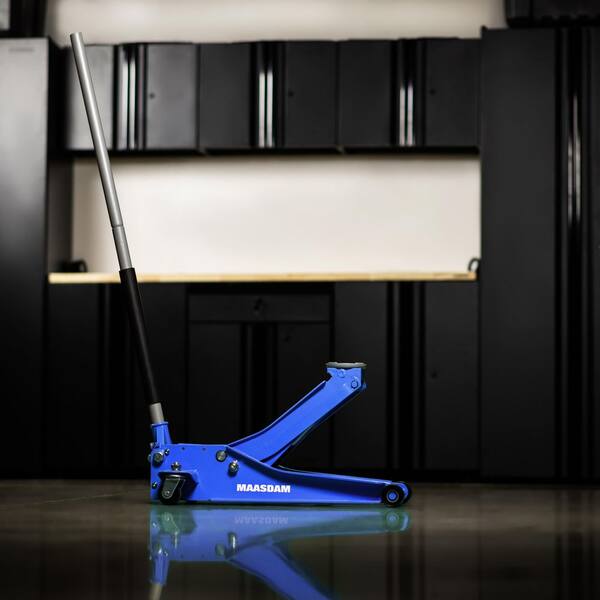 Maasdam 3-Ton Low Profile Floor Jack with Quick Lift in Blue