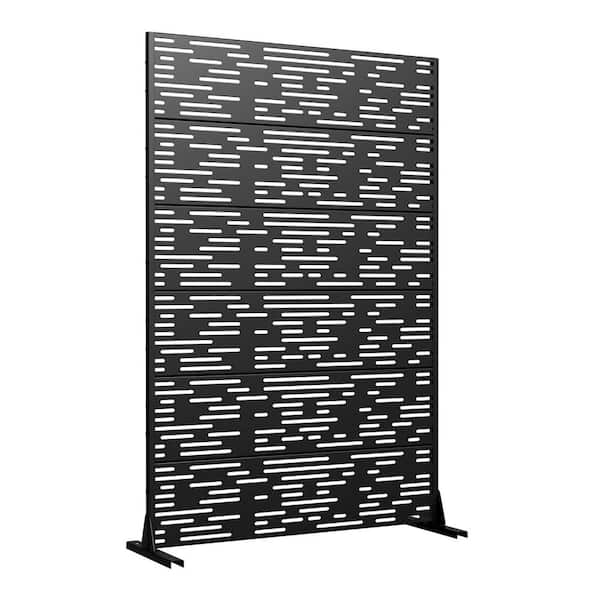 Outdoor Privacy Fence 47 in. L x 16 in. W x 72 in. H Black Galvanized Steel Garden Privacy Screen