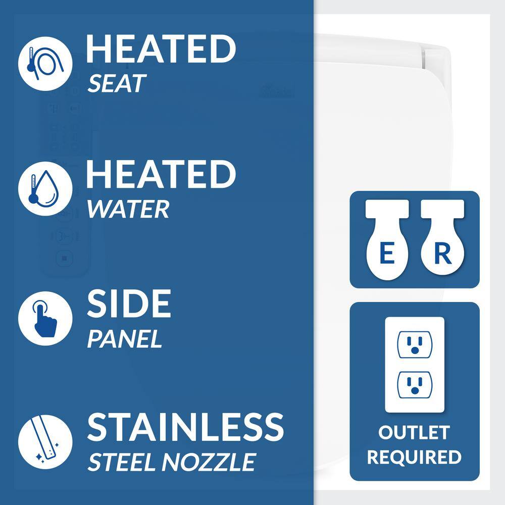 Slim White Heated Bidet Toilet Seat with Night Light