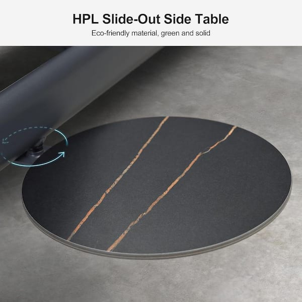 Chaise Lounge Gray 2-Pieces Metal Outdoor Recliner W/ Slide-Out Side Table with Cushion Adjustable Backrest