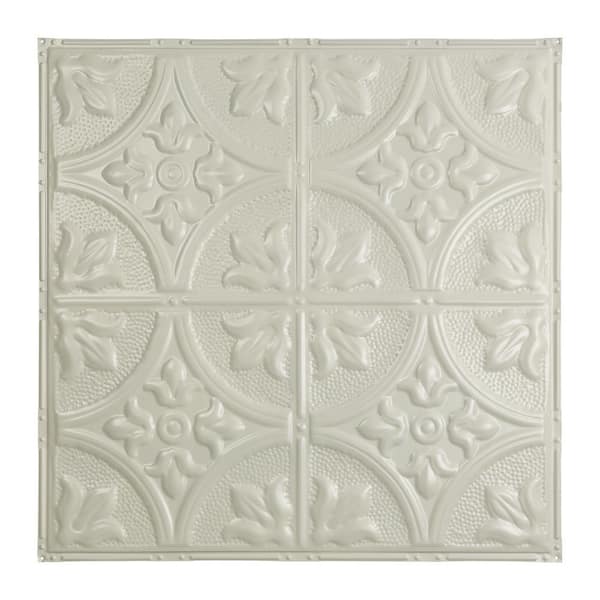 Great Lakes Tin Jamestown 2 ft. x 2 ft. Nail-Up Tin Ceiling Tile in Antique White (Case of 5)