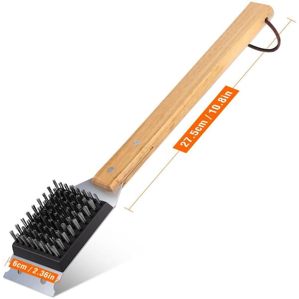 Stainless Steel Grill Brush and Scraper with Replaceable Head for Outdoor Grills and Barbecue Cleaning Tasks (1-Pack)