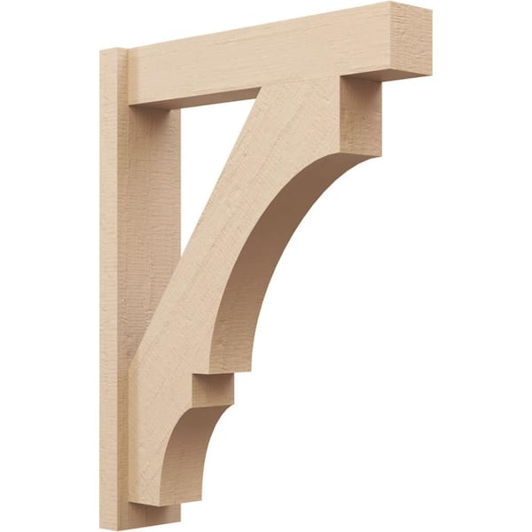Ekena Millwork 6 in. x 34 in. x 26 in. Balboa Block Rough Cedar Woodgrain Timberthane Polyurethane Outlooker, Primed Tan