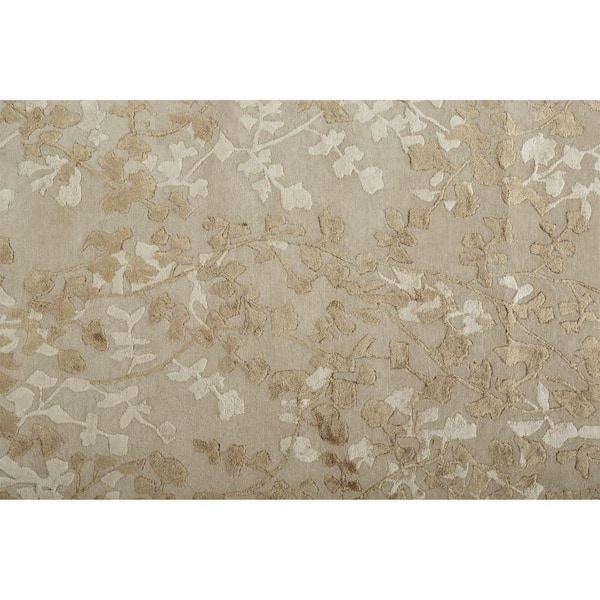 2 X 8 Gold, Ivory Floral Runner Rug
