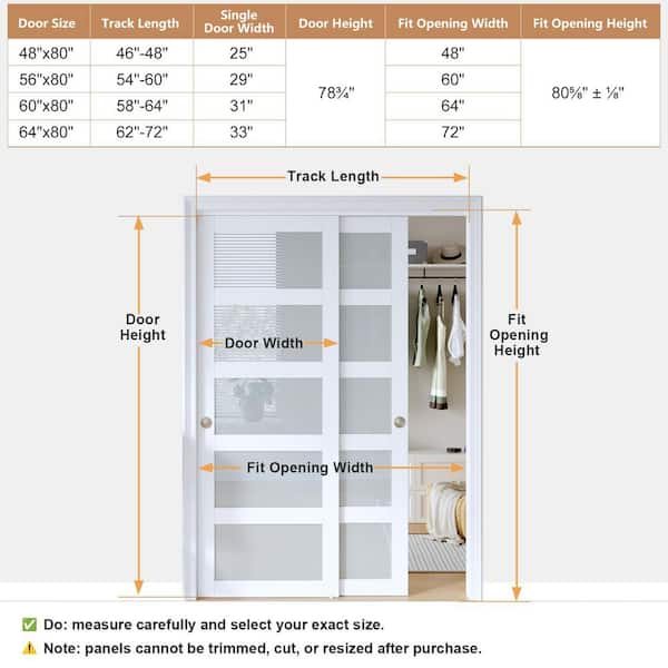 Fredbeck 64 in. x 80 in. 5 Panel Frosted Glass White MDF Solid
