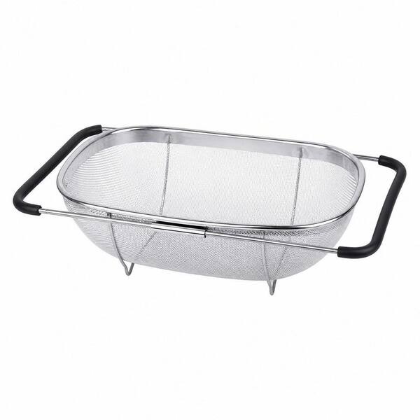 Heavy Duty 40% Thicker 18/8 Stainless Steel Over The Sink Colander - 6 qt. Fine Mesh Strainer Basket