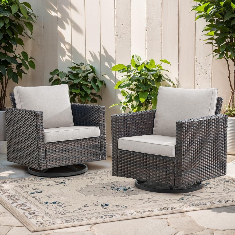 Opohoro U-Weave Metal and Brown Wicker Outdoor Rocking Chair
