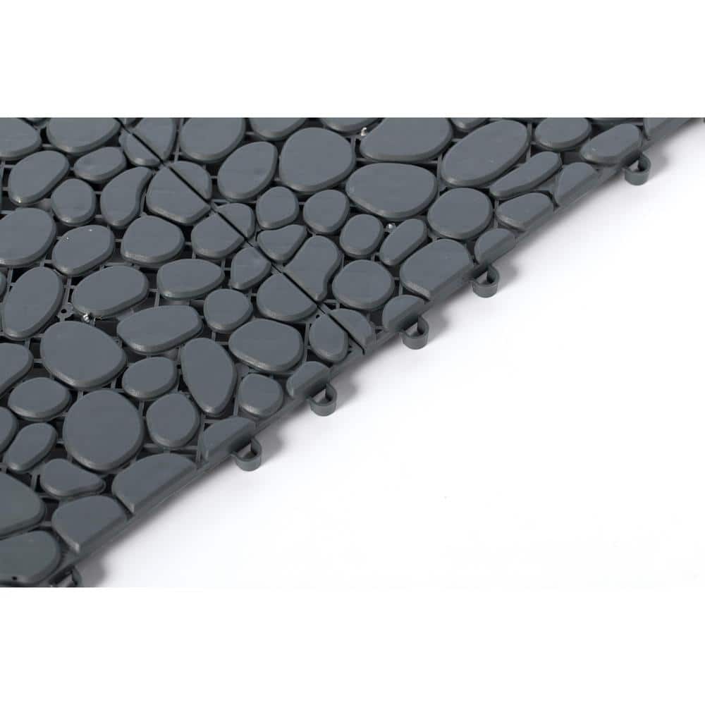 Gray 12" x 12" Interlocking Plastic Garden Pathway Tiles