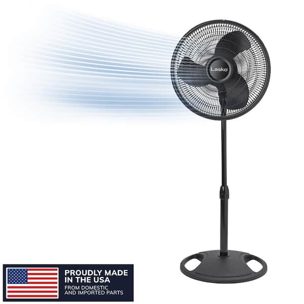 16 in. 3 Speed Oscillating Pedestal Fan for Home in Black with Adjustable Height, Tilt Back Head and Easy Assembly